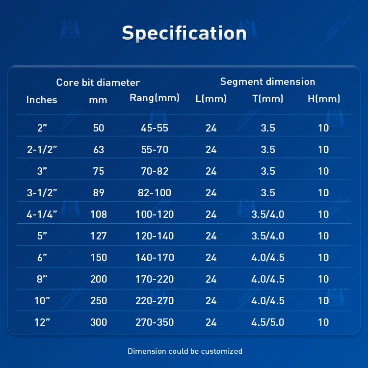 Arix Diamond Segment for Core Drill Bit